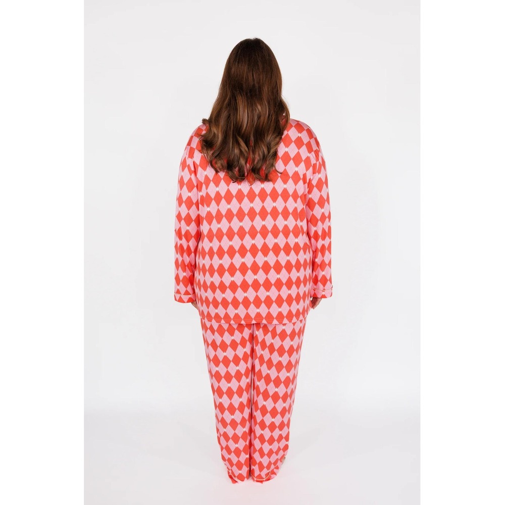 In My Sundays Argyle Pajama Set Pink Size Medium New With Tags - Picture 4 of 10